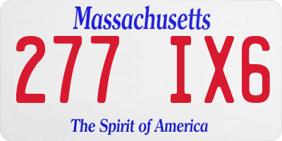 MA license plate 277IX6