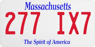 MA license plate 277IX7