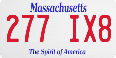 MA license plate 277IX8