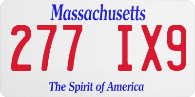 MA license plate 277IX9
