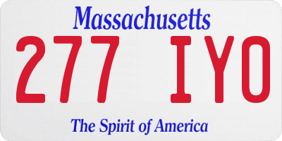 MA license plate 277IY0