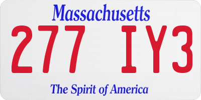 MA license plate 277IY3