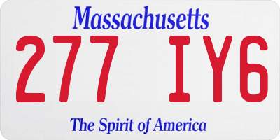 MA license plate 277IY6