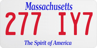 MA license plate 277IY7