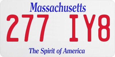 MA license plate 277IY8