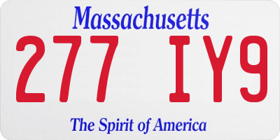 MA license plate 277IY9