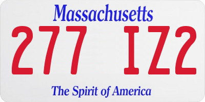 MA license plate 277IZ2