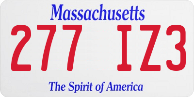 MA license plate 277IZ3