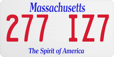 MA license plate 277IZ7
