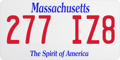 MA license plate 277IZ8