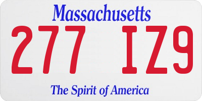 MA license plate 277IZ9