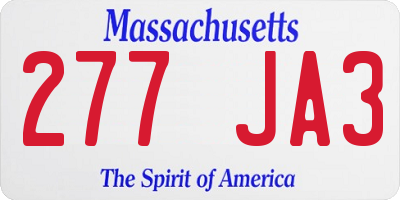 MA license plate 277JA3