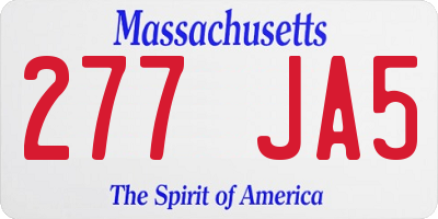 MA license plate 277JA5