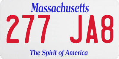 MA license plate 277JA8
