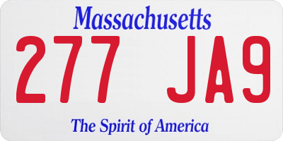 MA license plate 277JA9