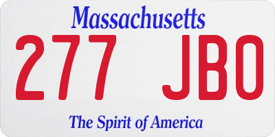 MA license plate 277JB0