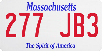 MA license plate 277JB3