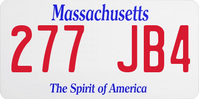 MA license plate 277JB4