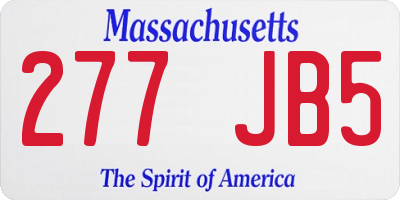 MA license plate 277JB5