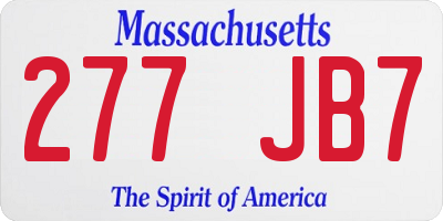 MA license plate 277JB7
