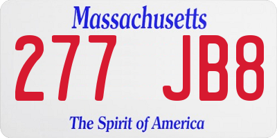 MA license plate 277JB8
