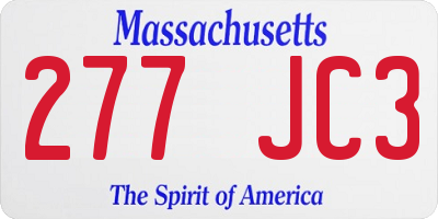 MA license plate 277JC3