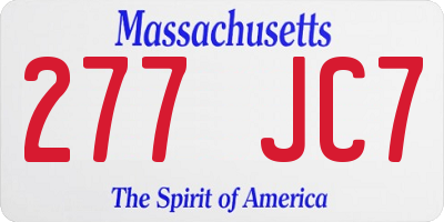 MA license plate 277JC7