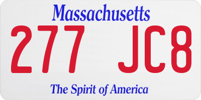 MA license plate 277JC8