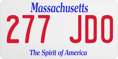 MA license plate 277JD0