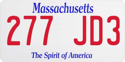 MA license plate 277JD3