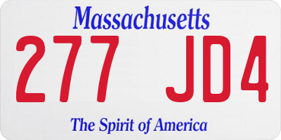 MA license plate 277JD4