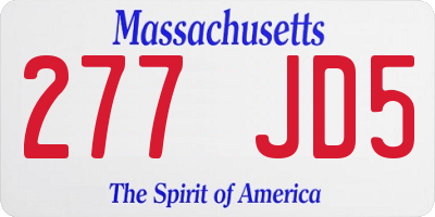 MA license plate 277JD5