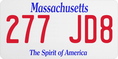 MA license plate 277JD8