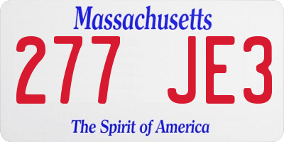 MA license plate 277JE3