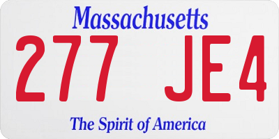 MA license plate 277JE4