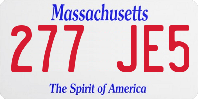 MA license plate 277JE5