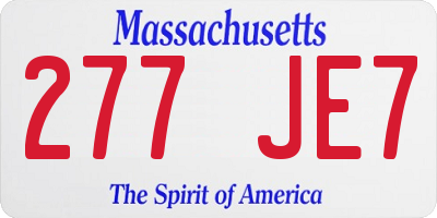 MA license plate 277JE7