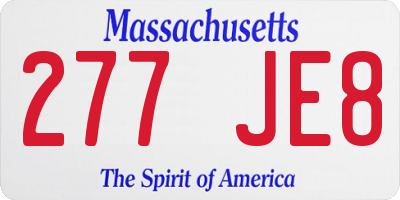 MA license plate 277JE8