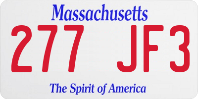 MA license plate 277JF3