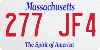 MA license plate 277JF4