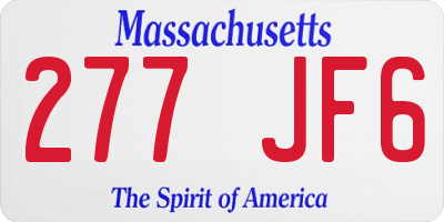 MA license plate 277JF6
