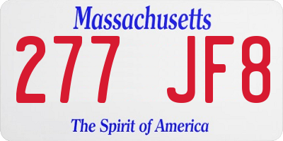MA license plate 277JF8