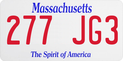 MA license plate 277JG3