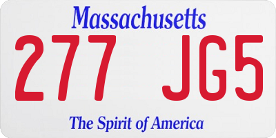 MA license plate 277JG5
