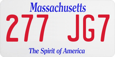 MA license plate 277JG7