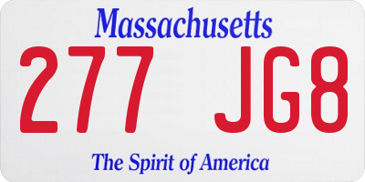 MA license plate 277JG8