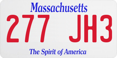 MA license plate 277JH3