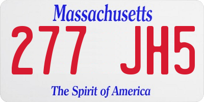 MA license plate 277JH5