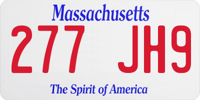 MA license plate 277JH9