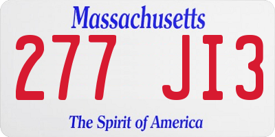 MA license plate 277JI3